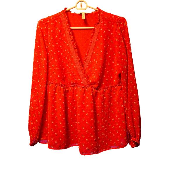 Matilda Jane Must Be Love Swiss Dot Peplum Blouse - S - Picture 1 of 4